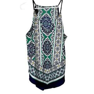 I.N. San Francisco Jrs. L Floral Geometric Print Handkerchief Hem Camisole Top